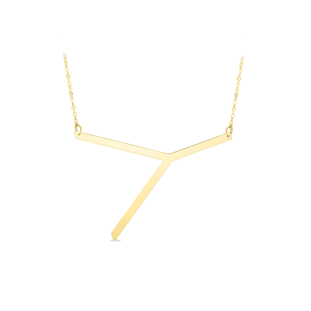 Large Gold Initial Necklace Y