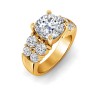 4 Ct Cushion Lab Diamond & 1.50 Ctw Wide Band Engagement Ring