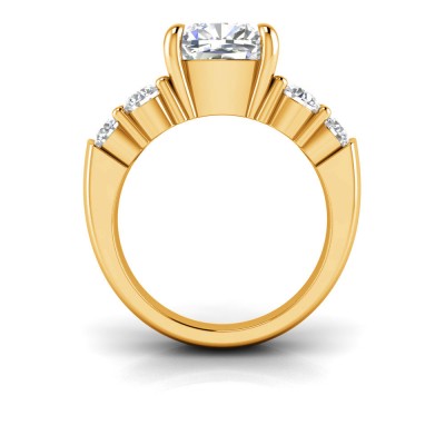 4 Ct Cushion Lab Diamond & 1.50 Ctw Wide Band Engagement Ring