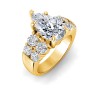 4 Ct Pear Lab Diamond & 1.50 Ctw Wide Band Engagement Ring