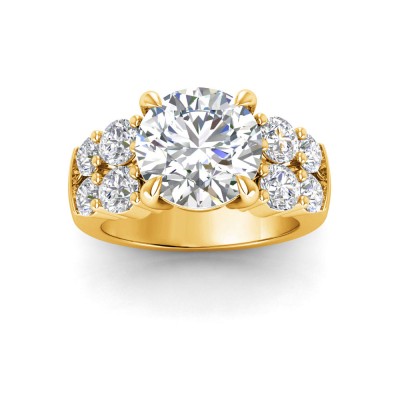 4 Ct Round Lab Diamond & 1.50 Ctw Wide Band Engagement Ring