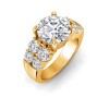 4 Ct Round Lab Diamond & 1.50 Ctw Wide Band Engagement Ring