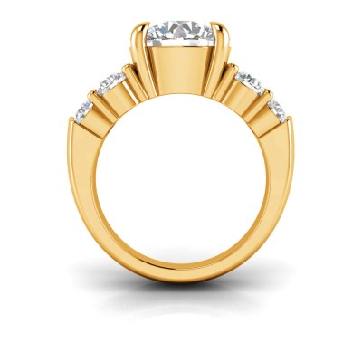 4 Ct Round Lab Diamond & 1.50 Ctw Wide Band Engagement Ring