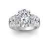 4 Ct Oval Moissanite & 1.50 Ctw Lab Diamond Wide Band Engagement Ring