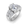 4 Ct Oval Moissanite & 1.50 Ctw Lab Diamond Wide Band Engagement Ring