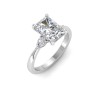 3 Ct Radiant Moissanite & .40 Ctw Lab Diamond Three Stone Whisper Engagement Ring