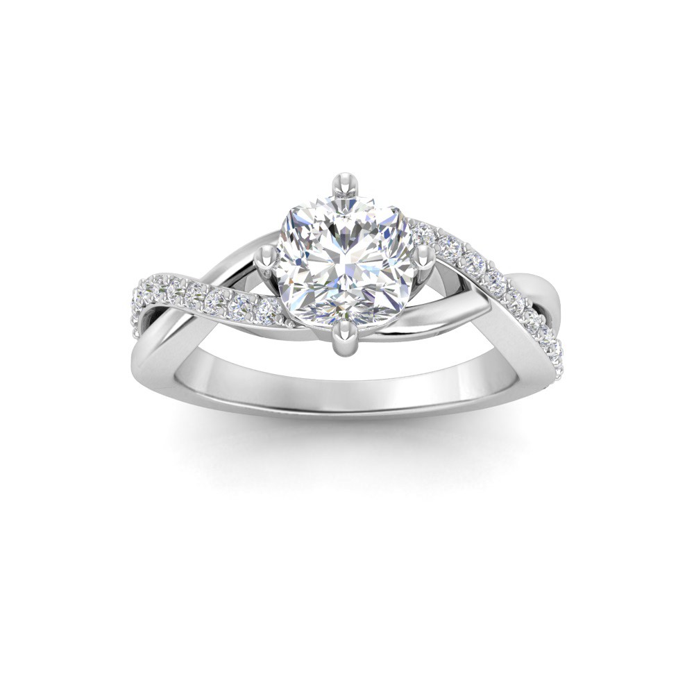 3.5 Ct Cushion Moissanite & .33 Ctw Lab Diamond Classic Twisted Vine Engagement Ring