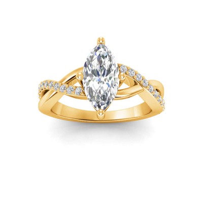 2 Ct Marquise Lab Diamond & .33 Ctw Classic Twisted Vine Engagement Ring