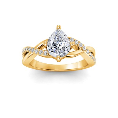 3 Ct Pear Lab Diamond & .33 Ctw Classic Twisted Vine Engagement Ring