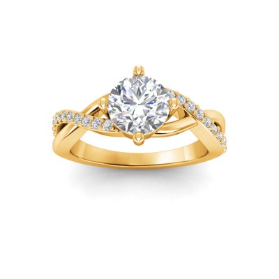 2 Ct Round Lab Diamond & .33 Ctw Classic Twisted Vine Engagement Ring