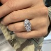 2 Ct Radiant Moissanite & 2 Ctw Lab Diamond Cluster Wide Band Engagement Ring