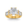 3 Ct Elongated Cushion Moissanite & 1.67 Ctw Lab Diamond Baguette Wide Band Engagement Ring