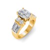 3 Ct Elongated Cushion Moissanite & 1.67 Ctw Lab Diamond Baguette Wide Band Engagement Ring