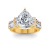 3 Ct Pear Moissanite & 1.67 Ctw Lab Diamond Baguette Wide Band Engagement Ring