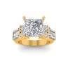 4 Ct Princess Moissanite & 1.67 Ctw Lab Diamond Baguette Wide Band Engagement Ring