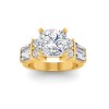 3 Ct Cushion Moissanite & 1.67 Ctw Lab Diamond Baguette Wide Band Engagement Ring