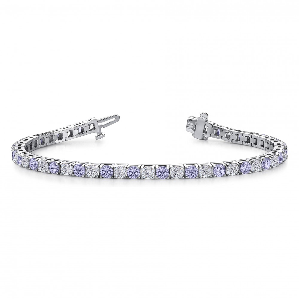 Alternating Moissanite and Alexandrite Birthstone Classic Tennis Bracelet