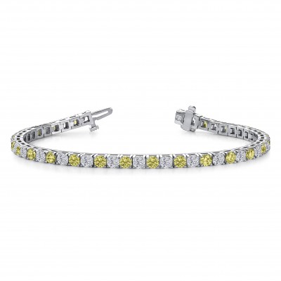 Alternating Moissanite and Citrine Birthstone Classic Tennis Bracelet