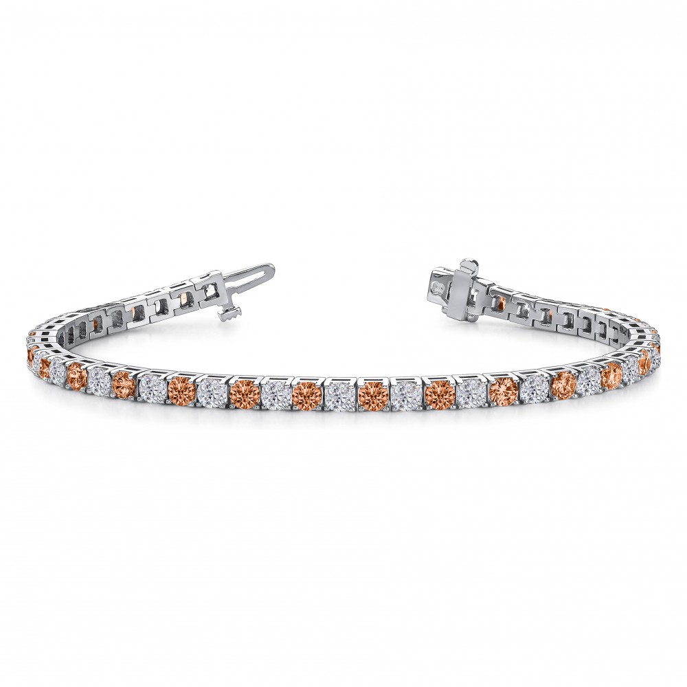 Alternating Moissanite and Garnet Birthstone Classic Tennis Bracelet