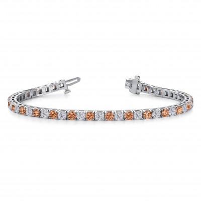 Alternating Moissanite and Garnet Birthstone Classic Tennis Bracelet