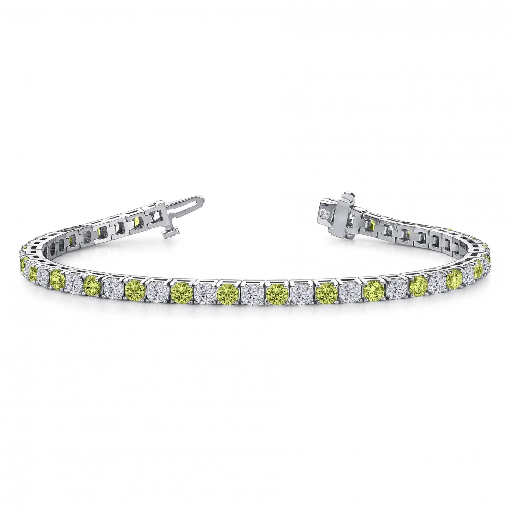 Alternating Moissanite and Peridot Birthstone Classic Tennis Bracelet