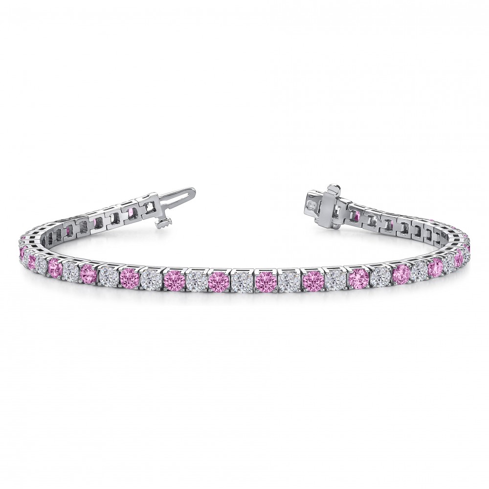 Alternating Moissanite and Tourmaline Birthstone Classic Tennis Bracelet