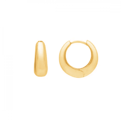 14K Gold Tapered Huggie Hoop Earrings