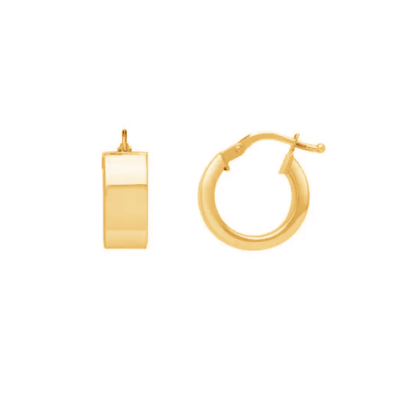 14K Gold Small Flat Hoop Earrings