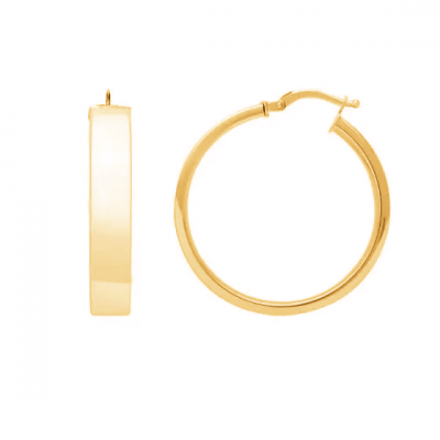 14K Gold Large Flat Hoop Earrings