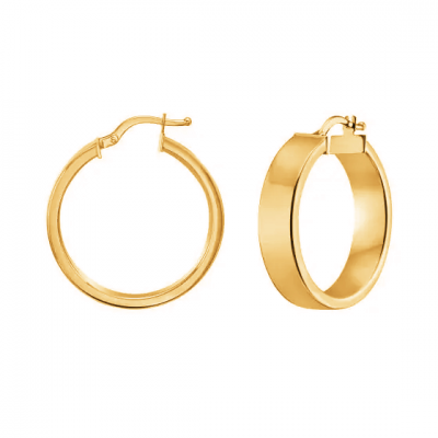 14K Gold Medium Flat Hoop Earrings