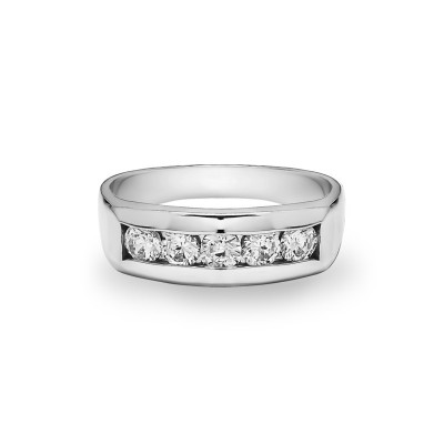 CZ Five Stone Channel Set Wedding Ring