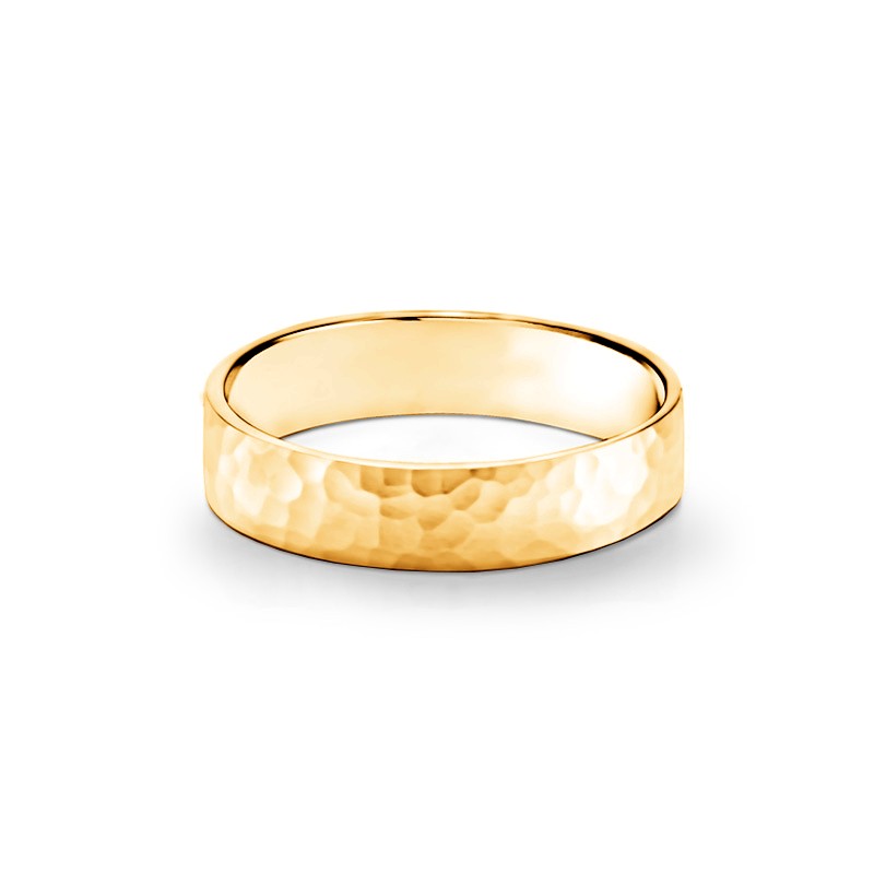 Hammered Flat Wedding Ring