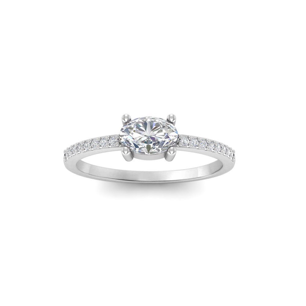 .50 Ct East West Oval Moissanite Pavé Ring