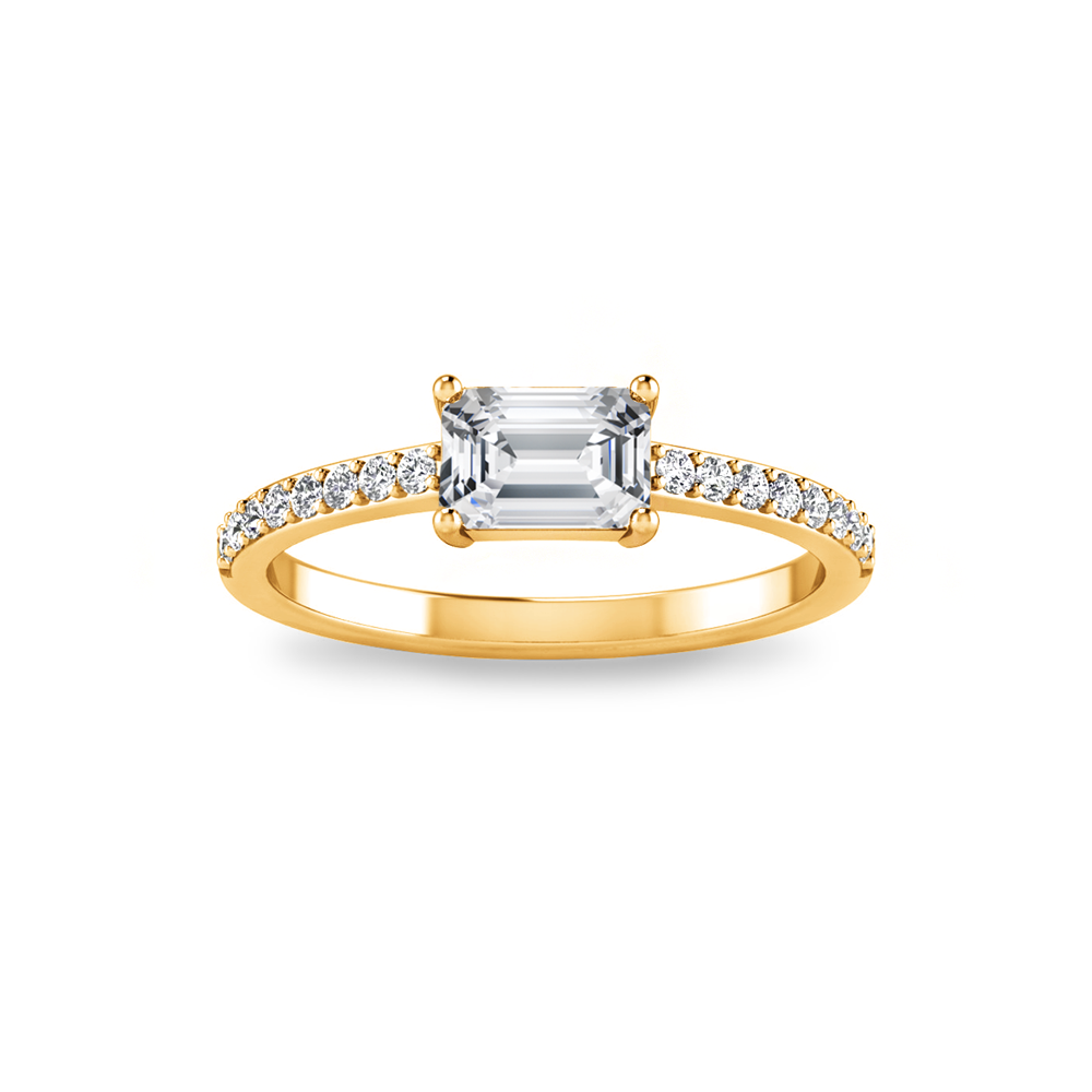 .62 Ctw Emerald Diamond Pavé Engagement Ring