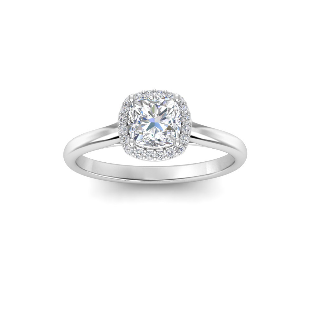 1.65 Ctw Cushion Diamond Classic Halo Engagement Ring