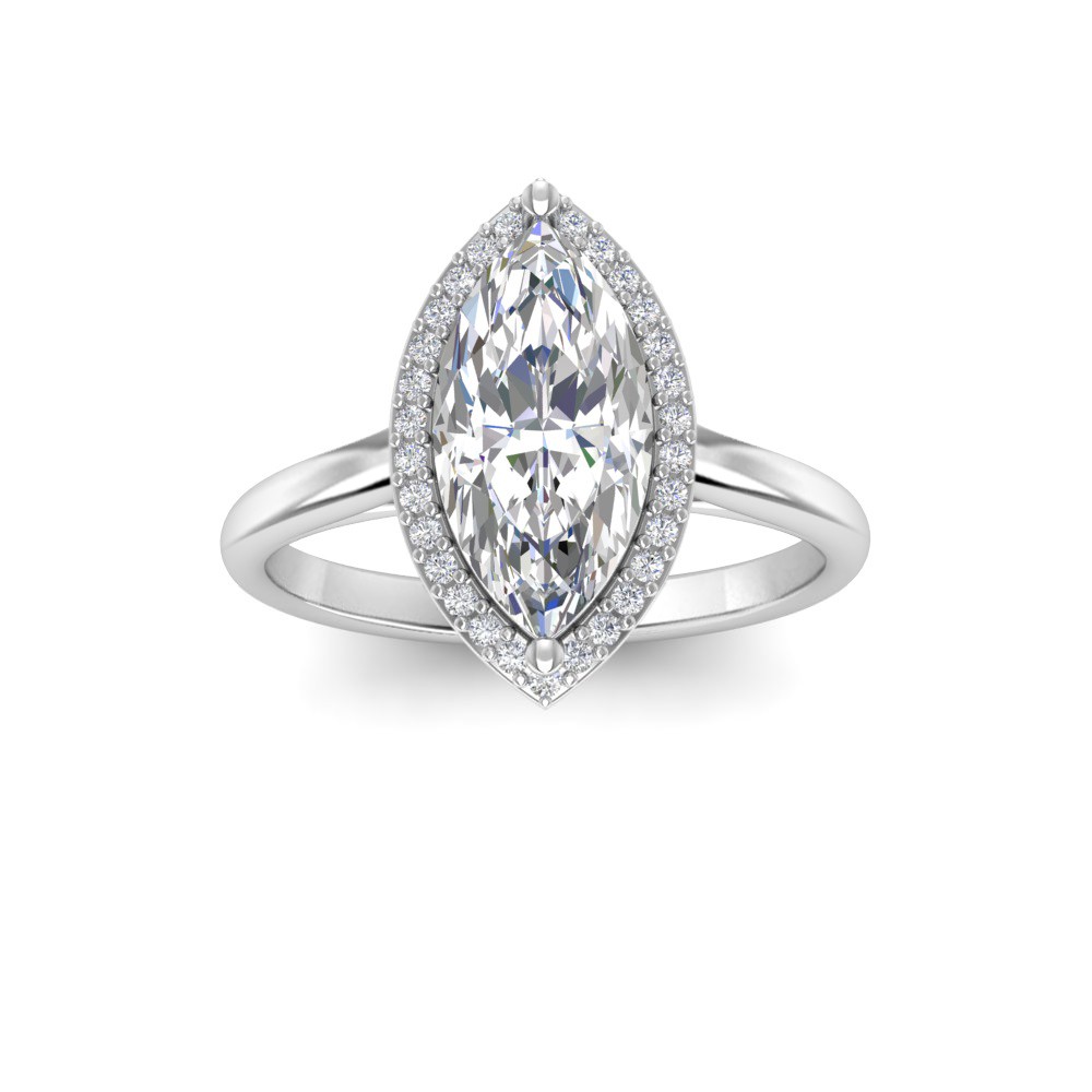 2.5 Ct Marquise Lab Diamond & .15 Ctw Diamond Classic Halo Engagement Ring