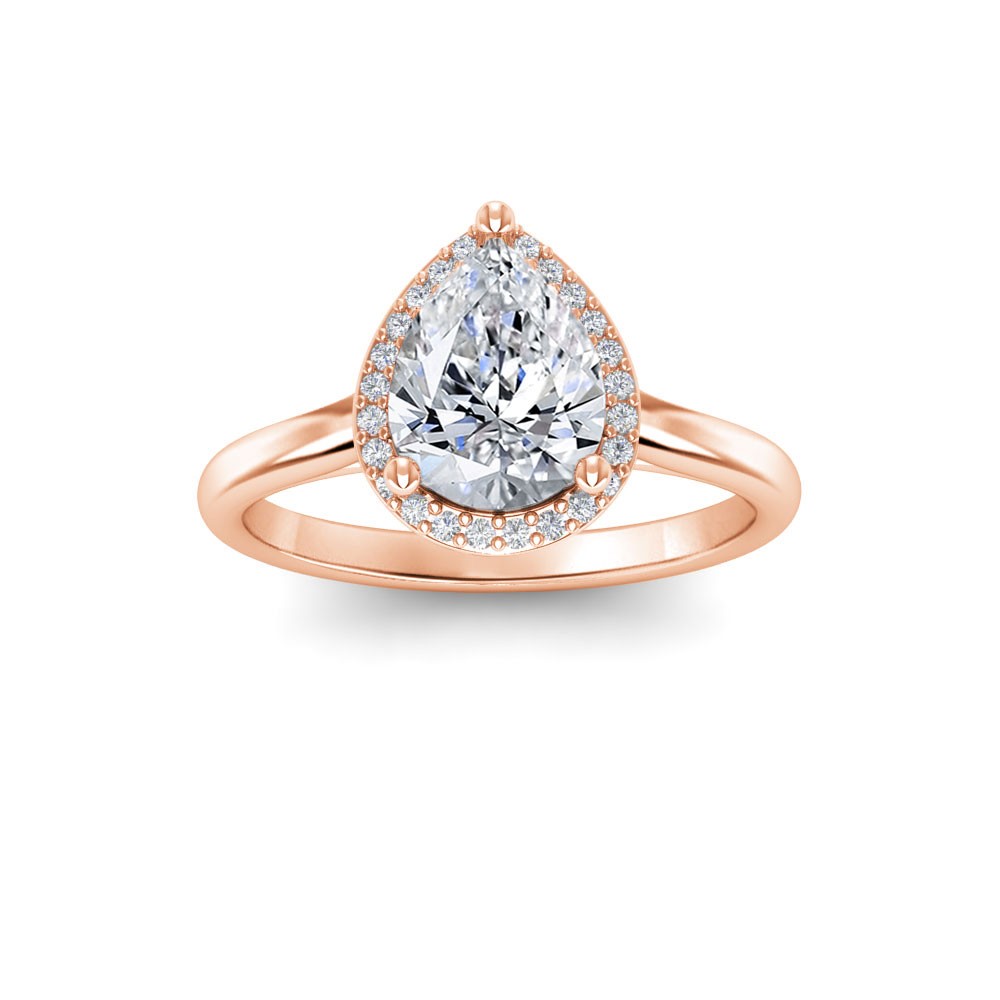 2.5 Ct Pear Lab Diamond & .15 Ctw Diamond Classic Halo Engagement Ring