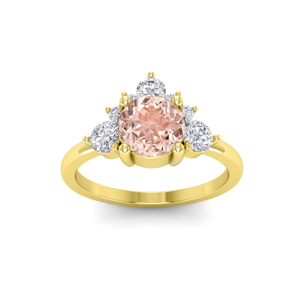 1 Ct Morganite & .47 Ctw Diamond Nesting Engagement Ring