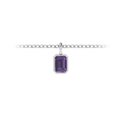 1 Ct Emerald Cut Alexandrite Birthstone Bezel Charm Necklace