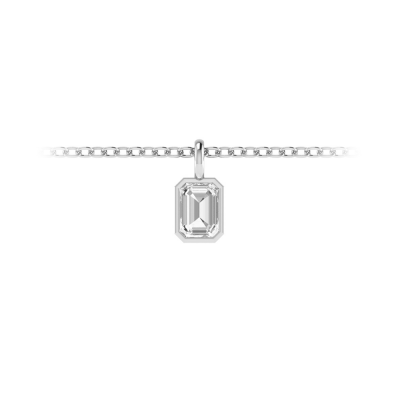 1 Ct Emerald Cut Cubic Zirconia Birthstone Bezel Charm Necklace