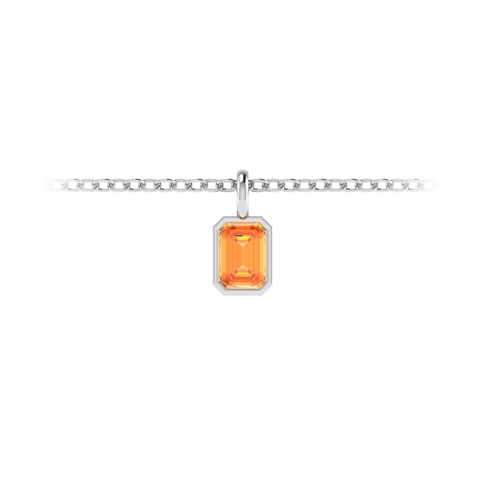 1 Ct Emerald Cut Citrine Birthstone Bezel Charm Necklace