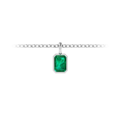 1 Ct Emerald Cut Birthstone Bezel Charm Necklace