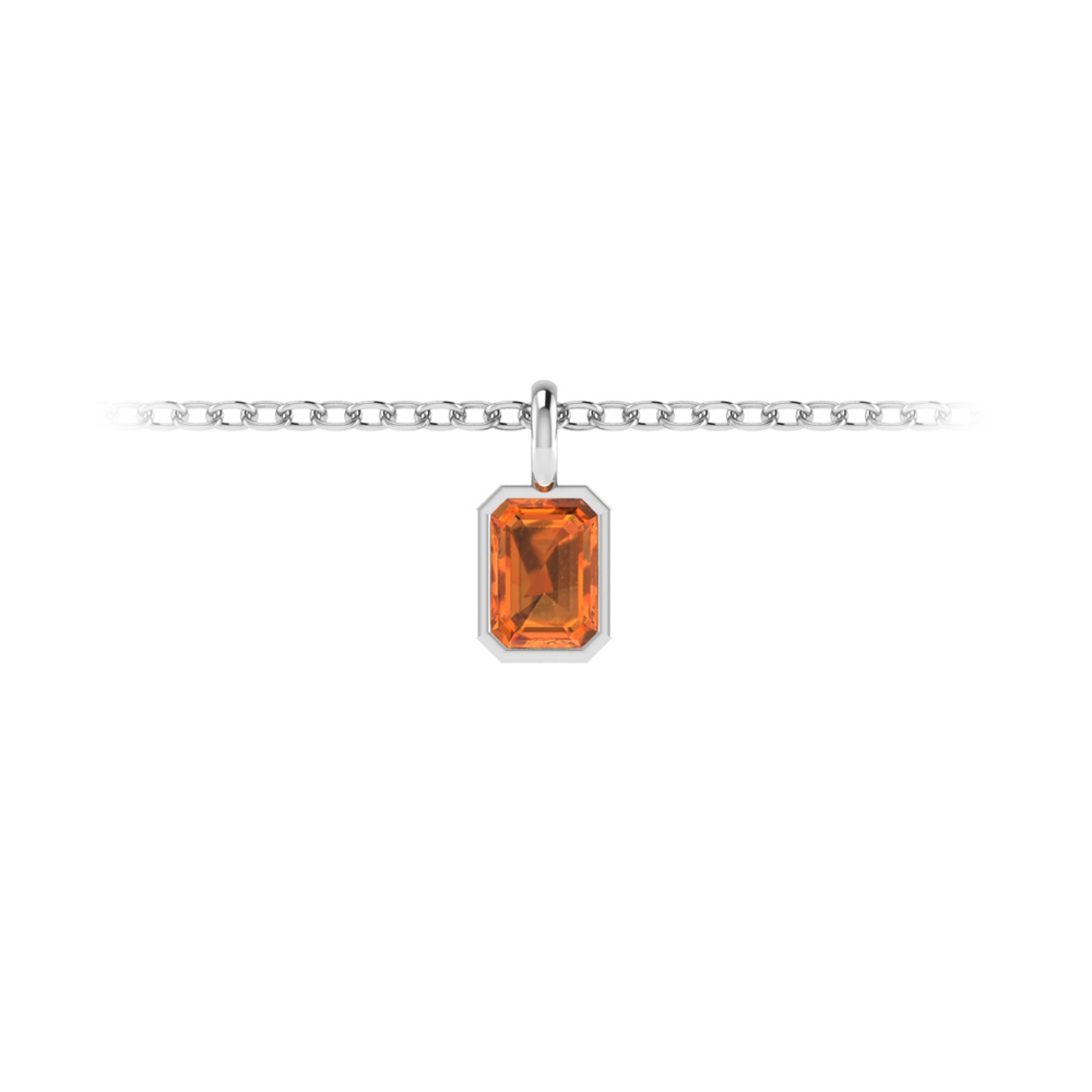 1 Ct Emerald Cut Garnet Birthstone Bezel Charm Necklace