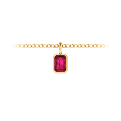 1 Ct Emerald Cut Ruby Birthstone Bezel Charm Necklace