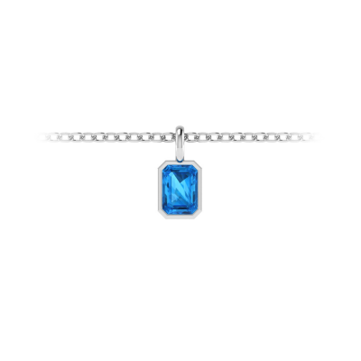 1 Ct Emerald Cut Topaz Birthstone Bezel Charm Necklace