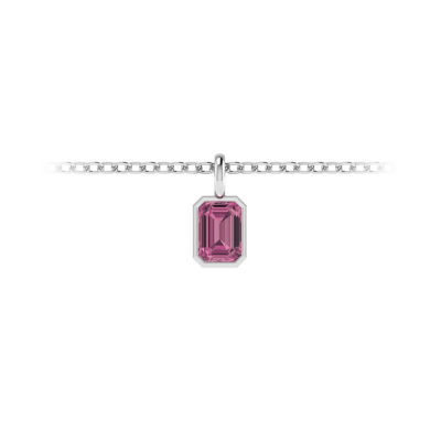 1 Ct Emerald Cut Tourmaline Birthstone Bezel Charm Necklace