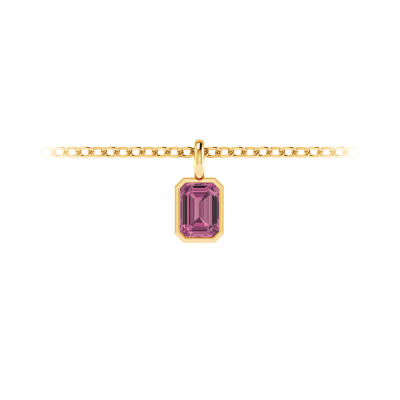 1 Ct Emerald Cut Tourmaline Birthstone Bezel Charm Necklace