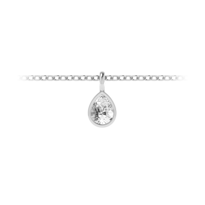 1 Ct Pear Shape Lab Diamond Birthstone Bezel Charm Necklace