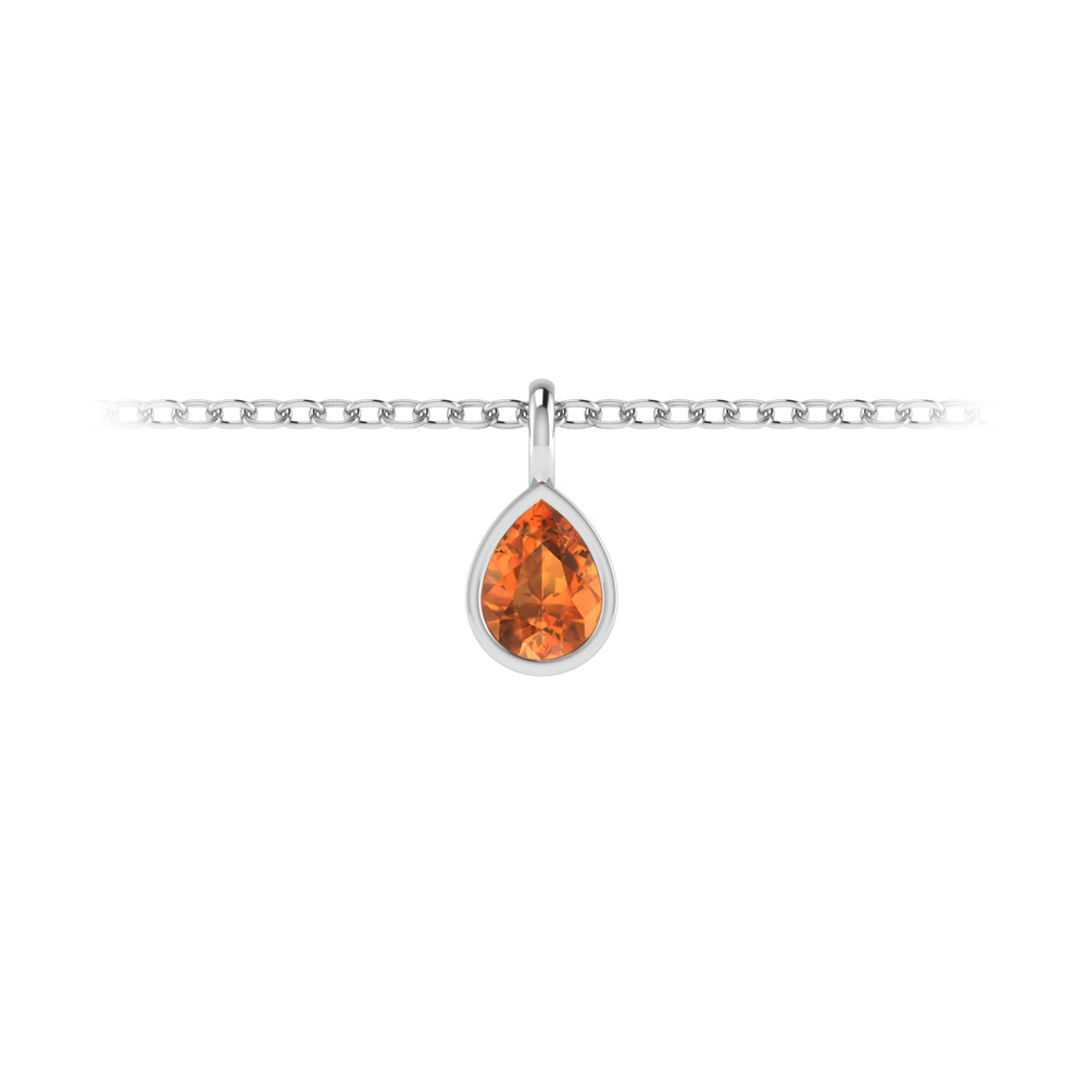 1 Ct Pear Shape Garnet Birthstone Bezel Charm Necklace