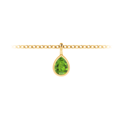 1 Ct Pear Shape Peridot Birthstone Bezel Charm Necklace